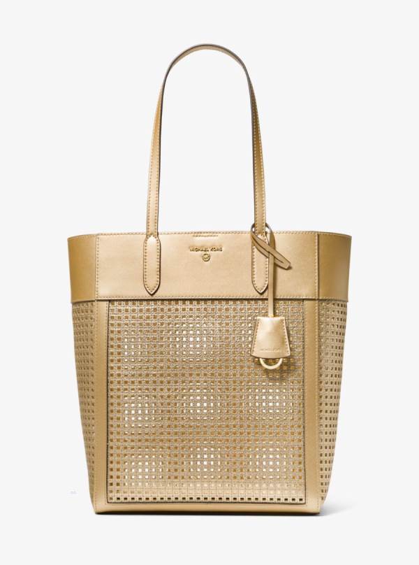 Damske Prenosná Taška Michael Kors Sinclair Large Perforated Metallic Leather Zlate - Kabelky Michael Kors Outlet | BWZHK-7189